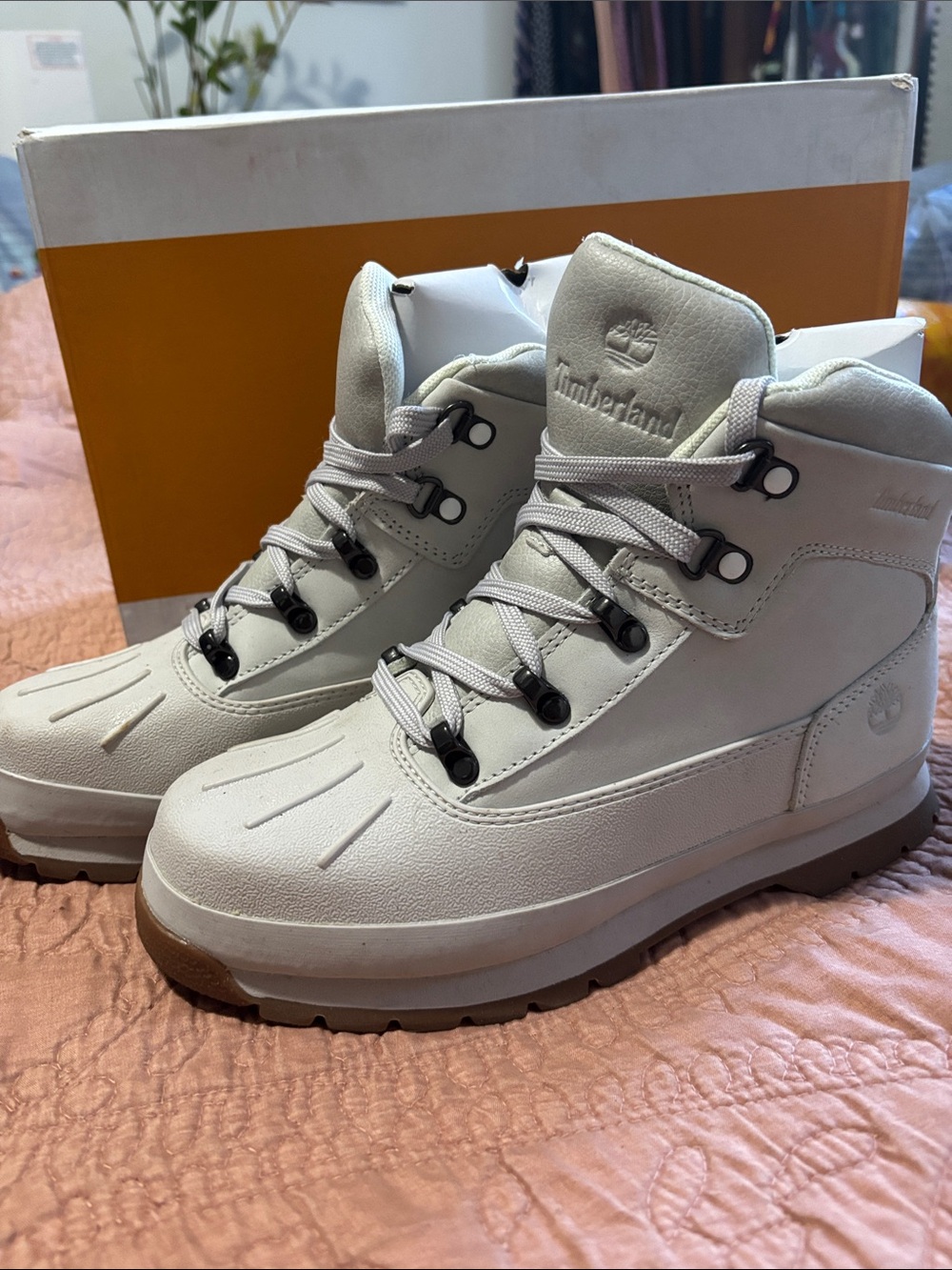 Timberland Kids' Heather Gray Hiking Boots with Tan Sole